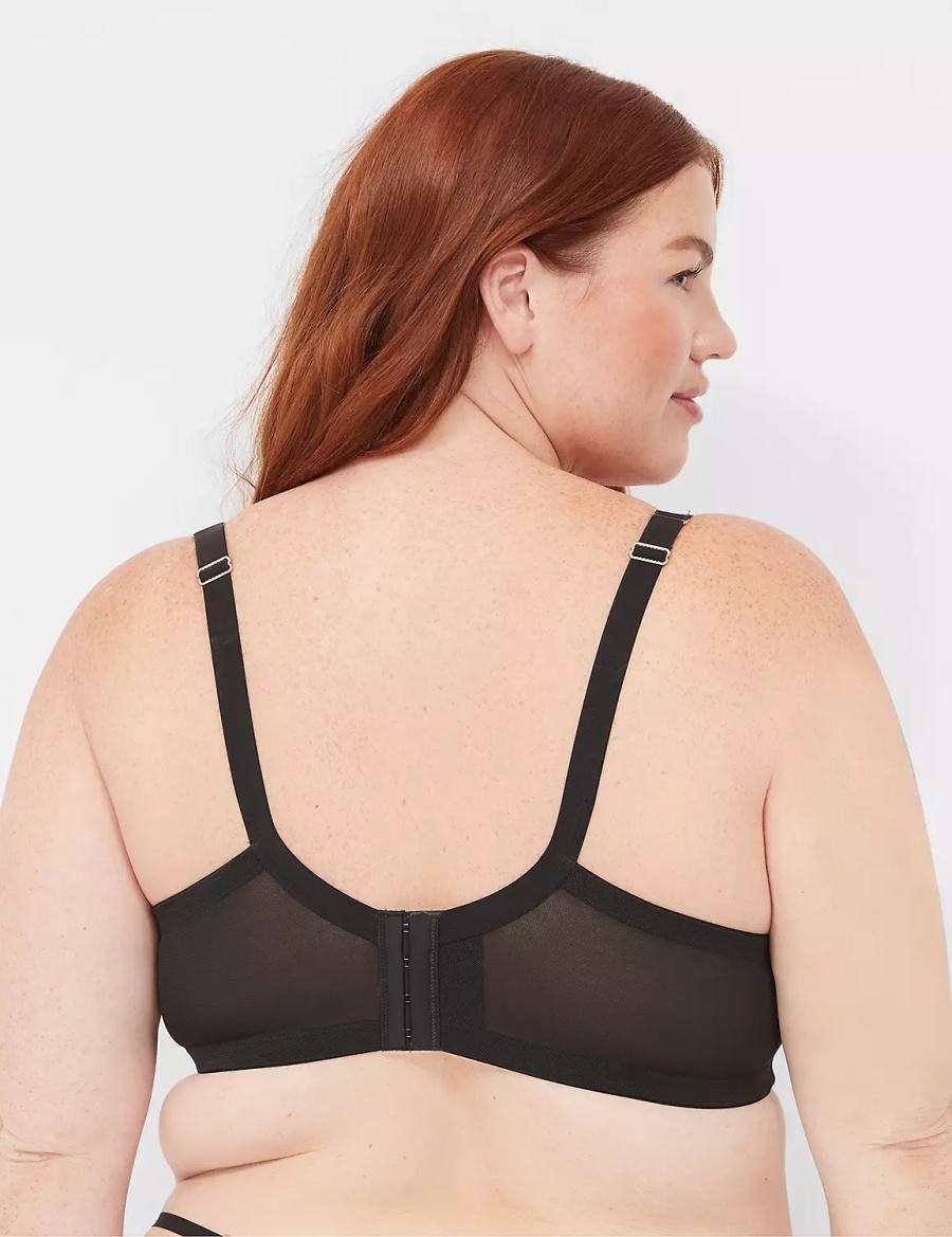 Women Lane Bryant Fishnet Lace Max Boost Plunge Bralettes Black | KKS1263NT