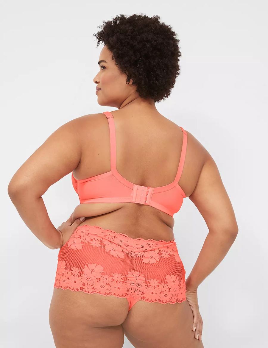 Women Lane Bryant Fishnet Lace Plunge Unlined Bra Pink | XNP5098EP