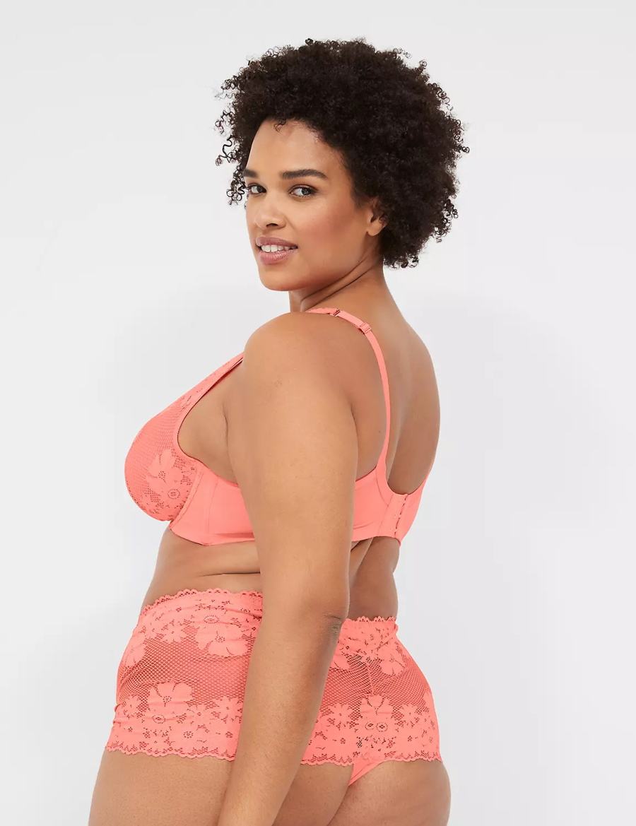 Women Lane Bryant Fishnet Lace Thong Panty Pink | HJN8616ES