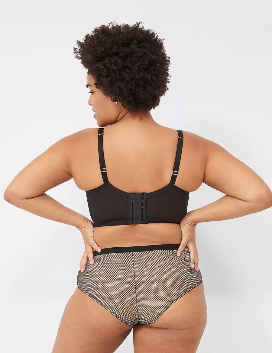 Women Lane Bryant Fishnet Longline Boost Balconette Bra Black | XQK6676YG