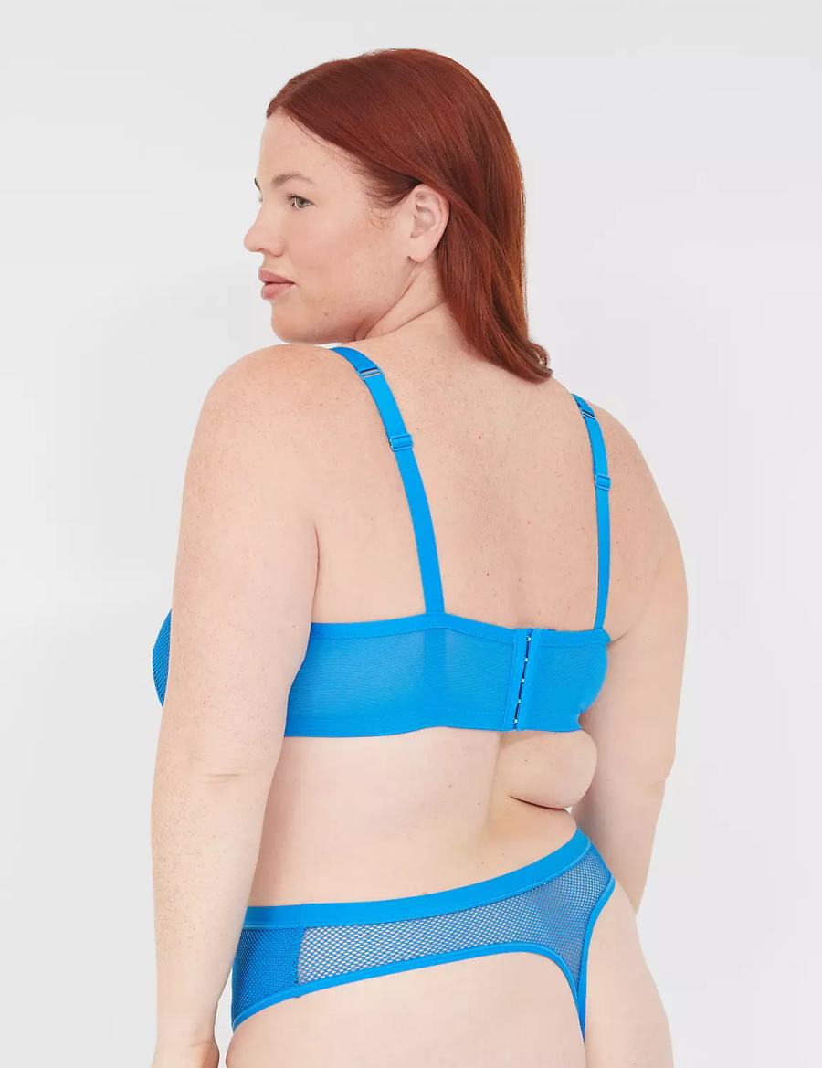 Women Lane Bryant Fishnet Rocker-Wire Bandeau Unlined Bra Blue | HBK7779RB
