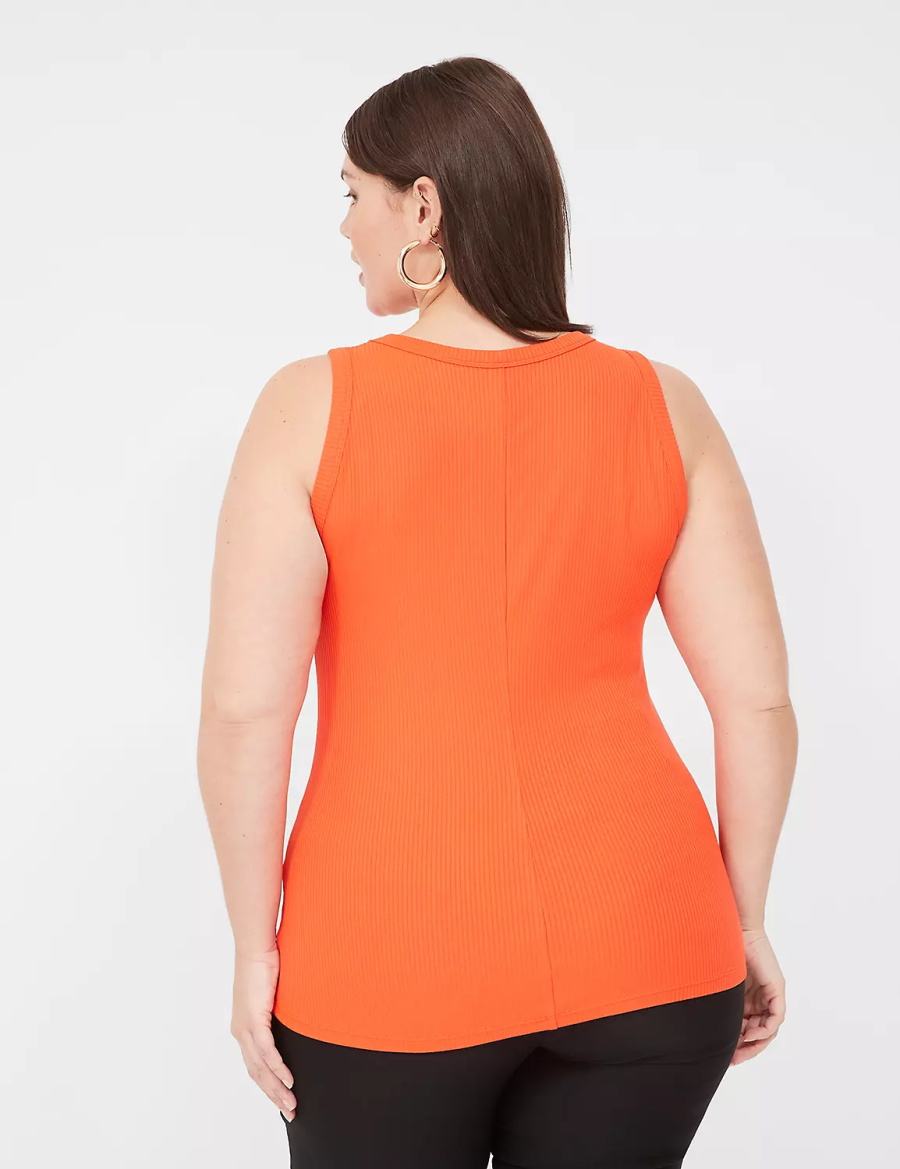 Women Lane Bryant Fitted High-Neck Rib Tank Top Light Red | VDJ6899KA