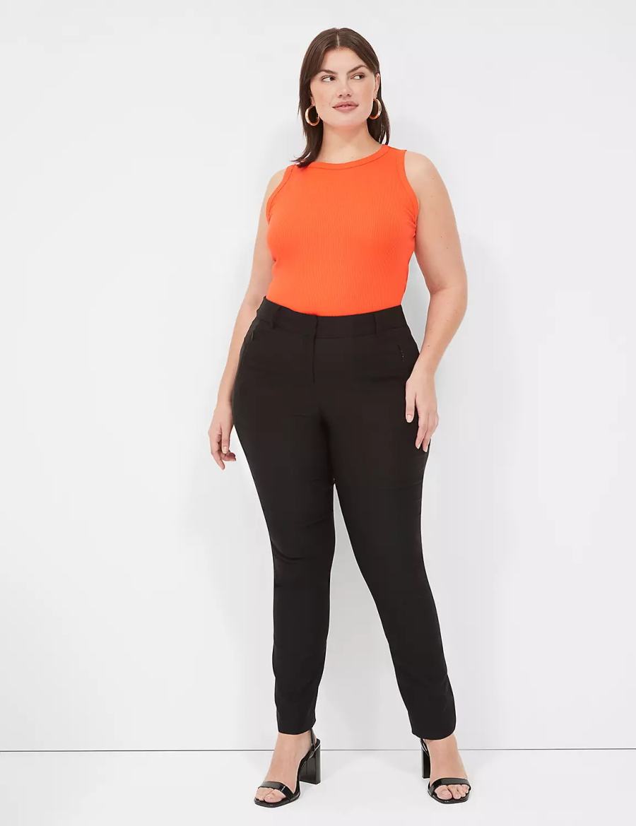 Women Lane Bryant Fitted High-Neck Rib Tank Top Light Red | VDJ6899KA