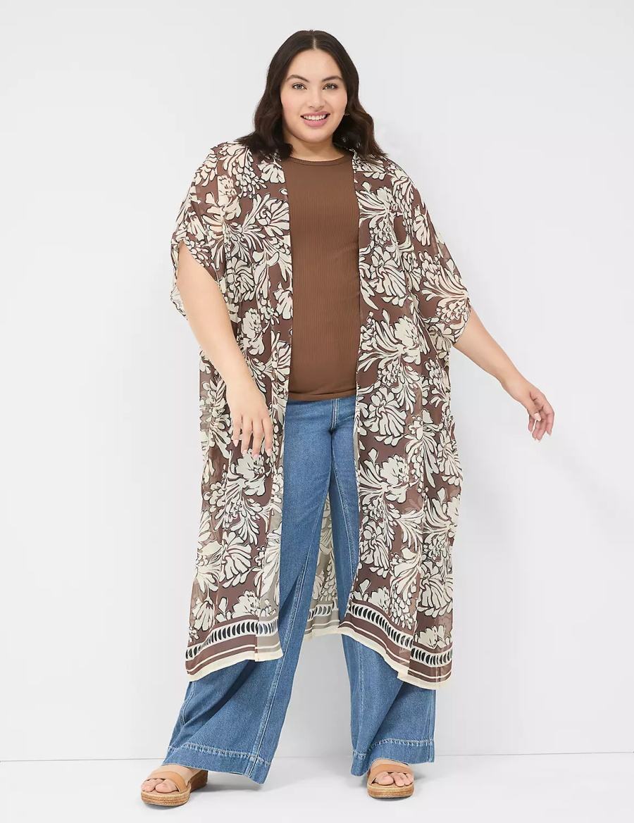 Women Lane Bryant Fitted High-Neck Rib Tank Top Brown | AJO6349YH