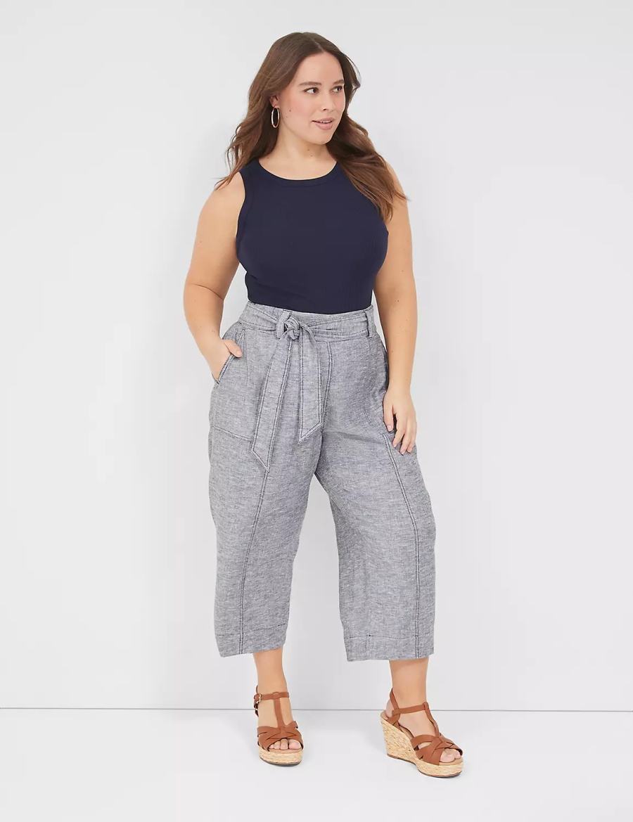 Women Lane Bryant Fitted High-Neck Rib Tank Top Blue | ZWU3553QB