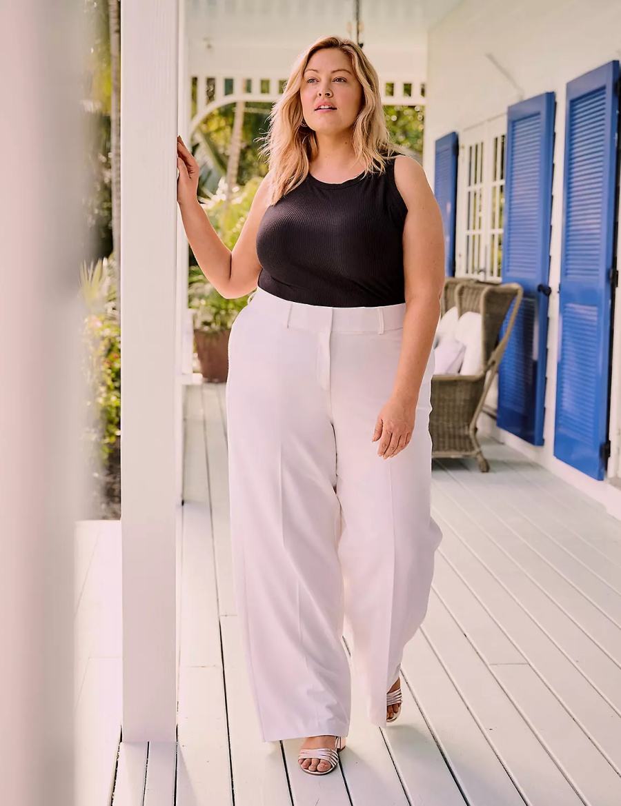 Women Lane Bryant Fitted High-Neck Rib Tank Top Black | IJP5235OQ