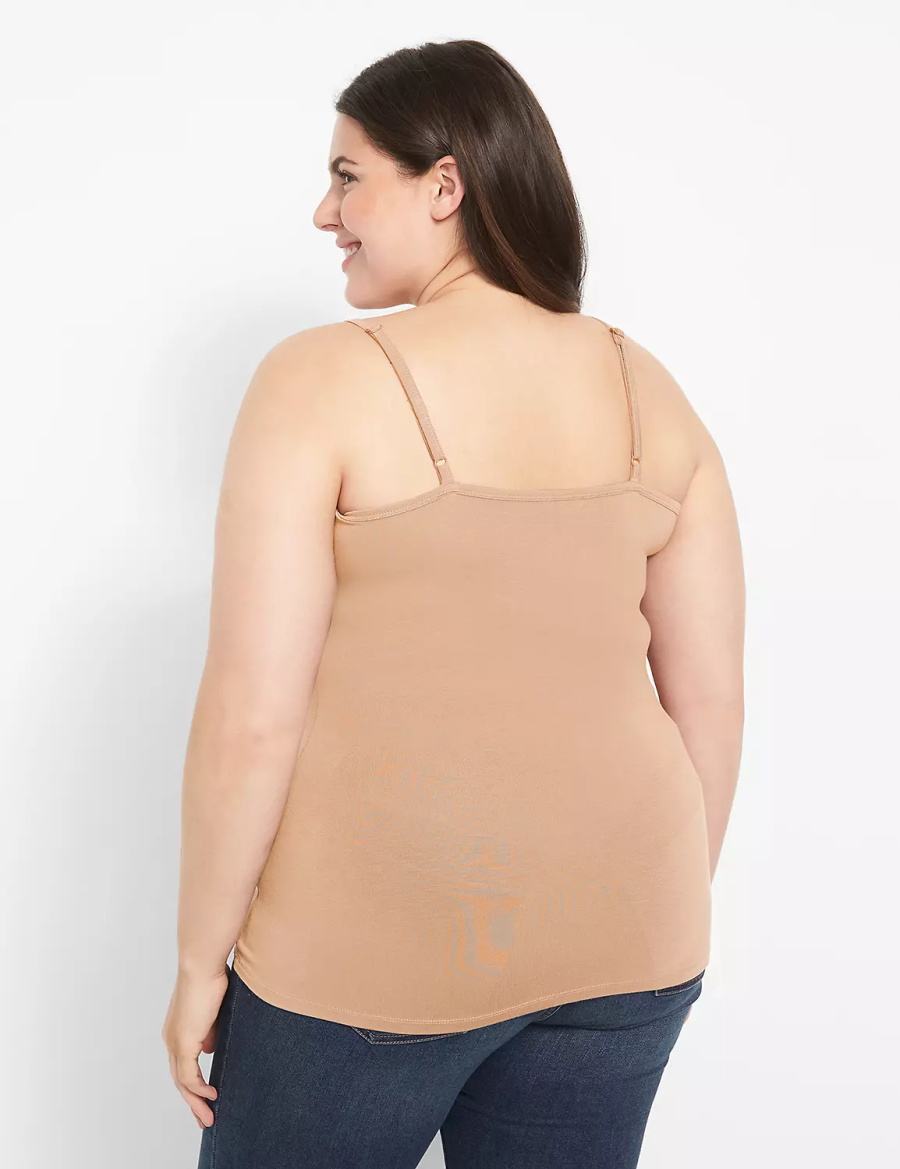 Women Lane Bryant Fitted Scoop-Neck Cami Tank Top Brown | BBF2333VZ