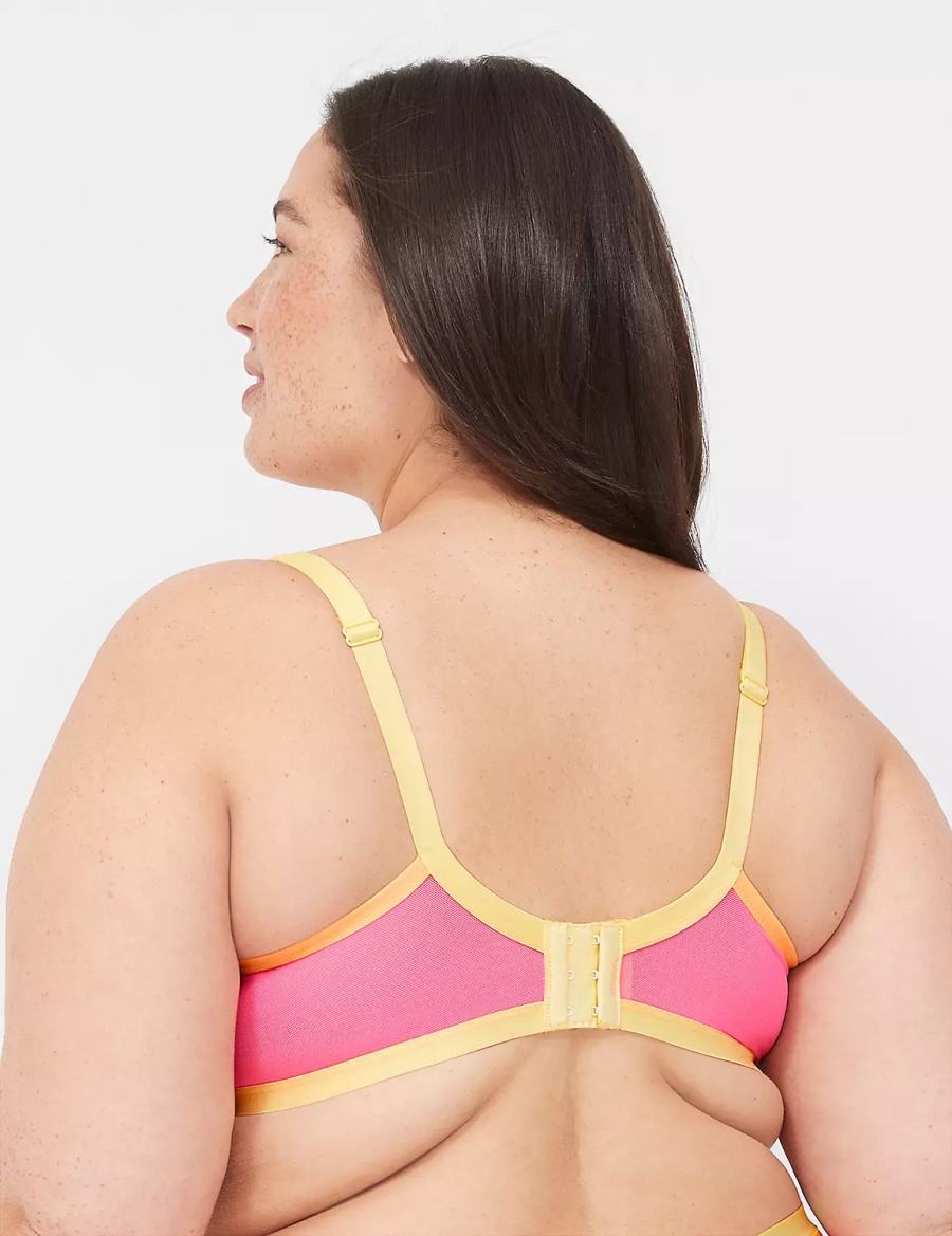 Women Lane Bryant Flower Lace High Apex Unlined Bra Pink | VUK161DZ