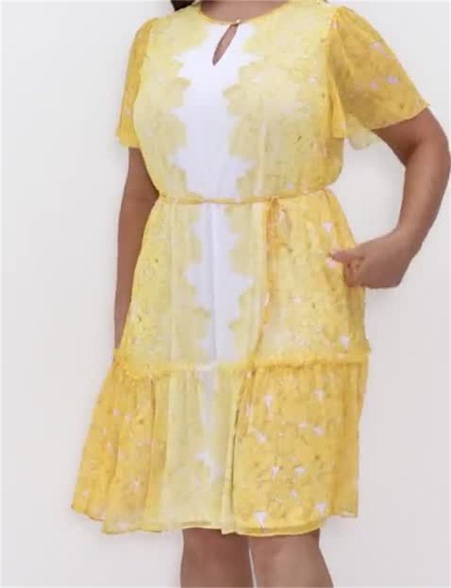 Women Lane Bryant Flutter-Sleeve Ruffle-Tier Casual Dress Blue | AYR425IU