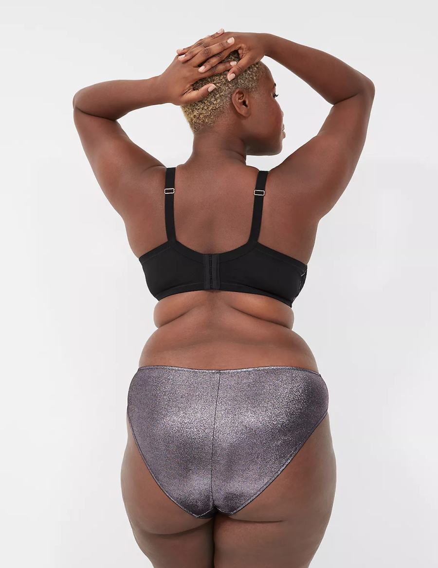 Women Lane Bryant Foil Shine Boost Balconette Bra Black | QTA11100GX
