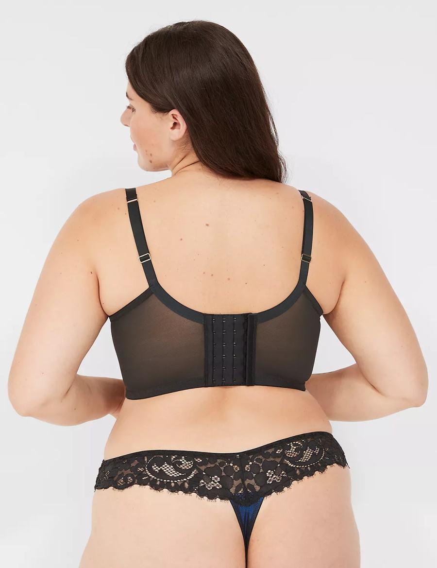 Women Lane Bryant Foil Shine Thong Panty Black | AEA419ZZ
