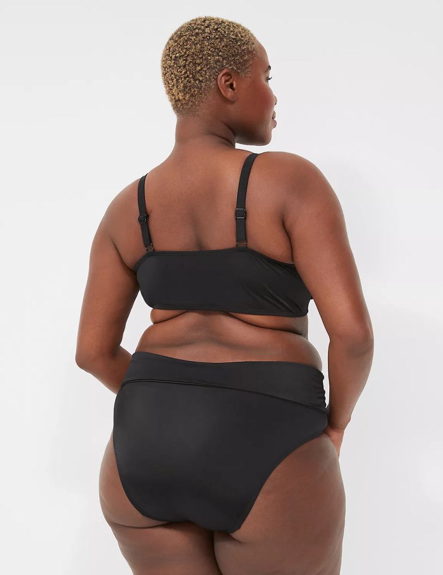 Women Lane Bryant Foldover-Waist Swim Briefs Black | NDW255AP
