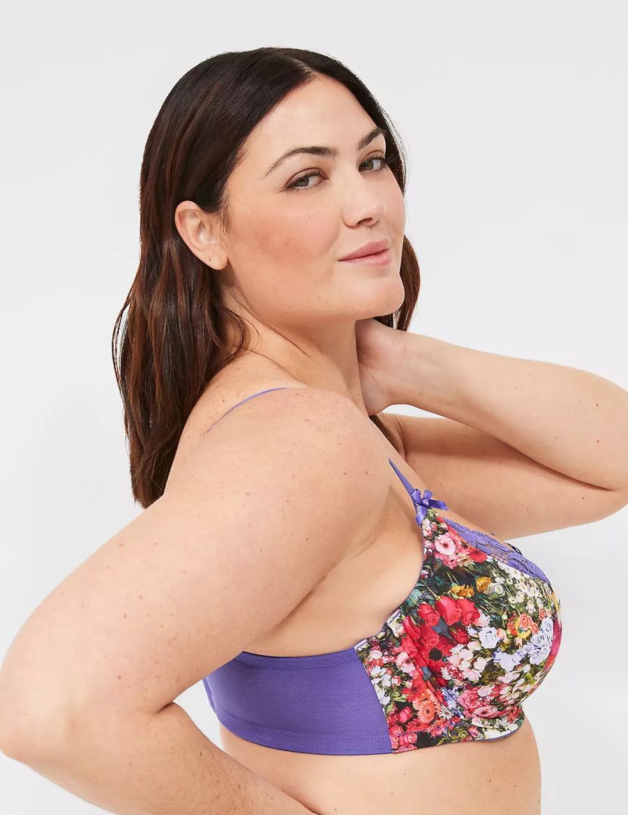 Women Lane Bryant French Balconette Bra Purple Multicolor | CPD7573CX