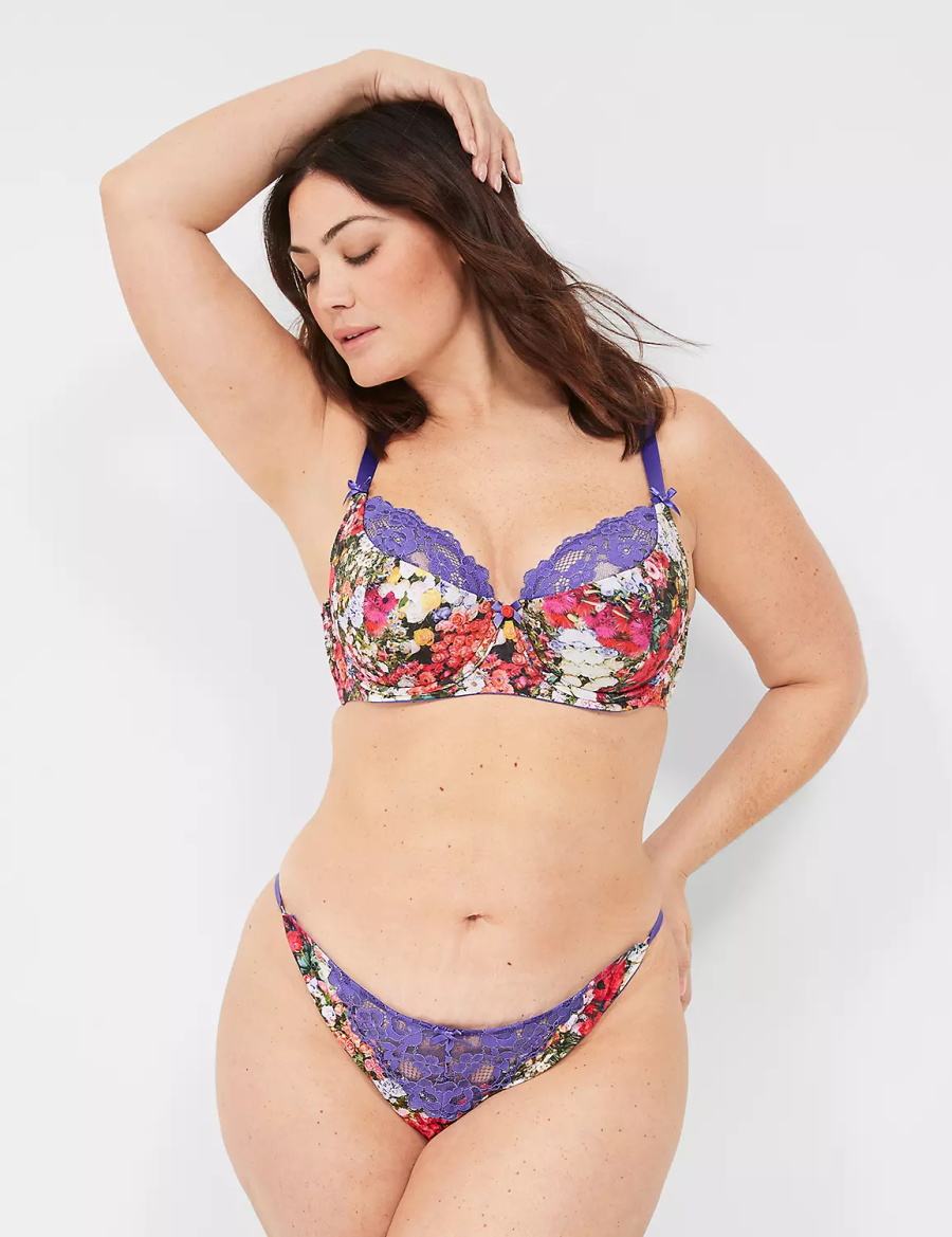 Women Lane Bryant French Balconette Bra Purple Multicolor | CPD7573CX
