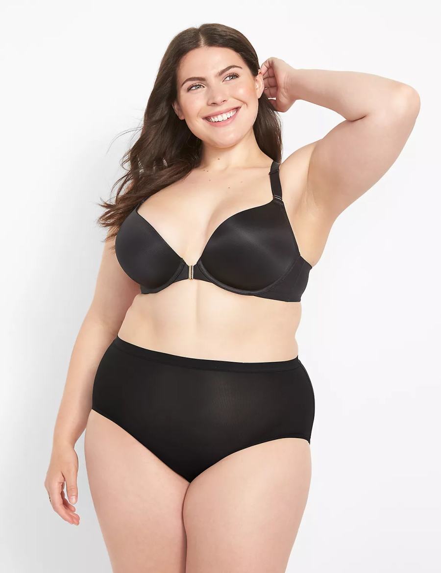 Women Lane Bryant Front-Close Boost Plunge Bralettes Black | FVB1832XH