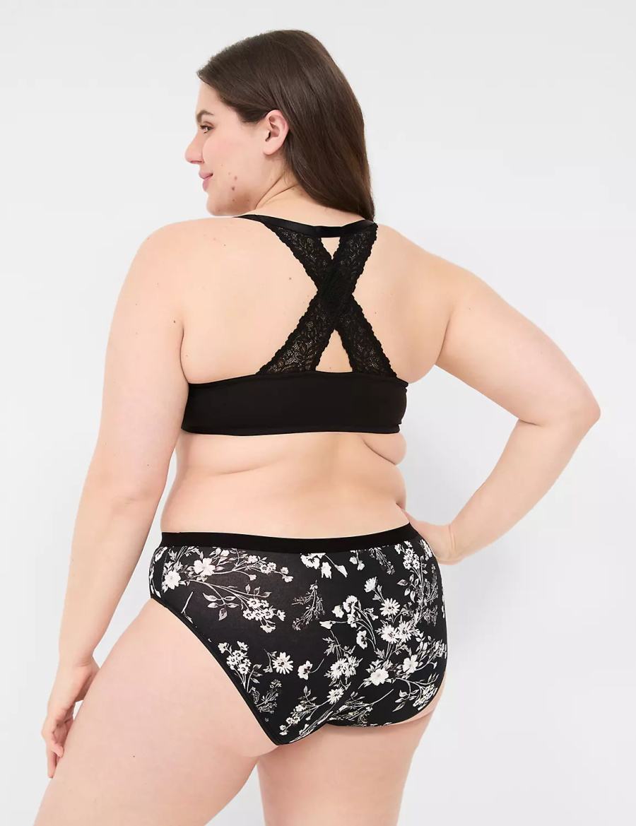 Women Lane Bryant Front-Close Cotton Lightly Lined T-Shirt Bra Black | BBD4227DT
