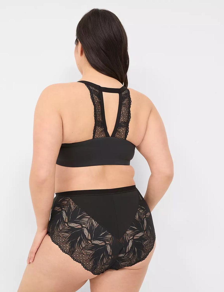 Women Lane Bryant Front-Close No-Wire Bralettes Black | GOF7015EA