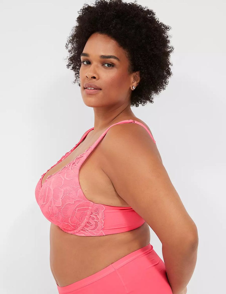 Women Lane Bryant Front-Close Smooth Boost Plunge Bralettes Pink | ALT111EU