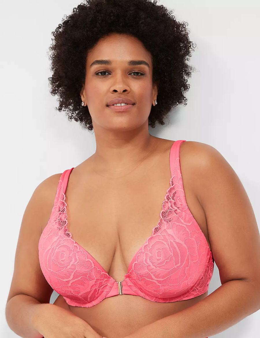 Women Lane Bryant Front-Close Smooth Boost Plunge Bralettes Pink | ALT111EU