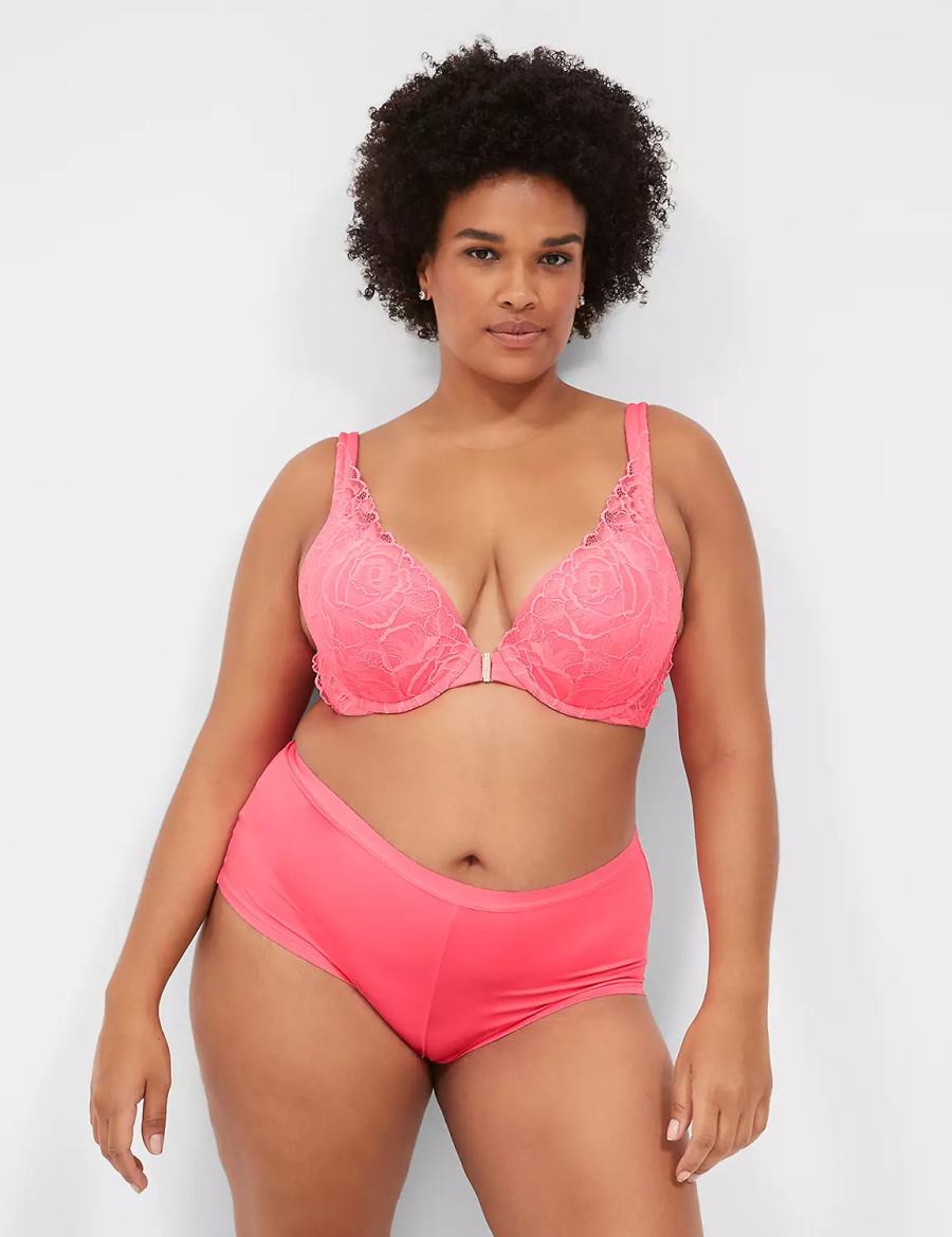 Women Lane Bryant Front-Close Smooth Boost Plunge Bralettes Pink | ALT111EU