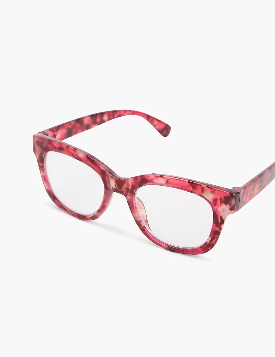 Women Lane Bryant Fuchsia Tortoiseshell Print Square Reading Glasses Red | GOY2553TF