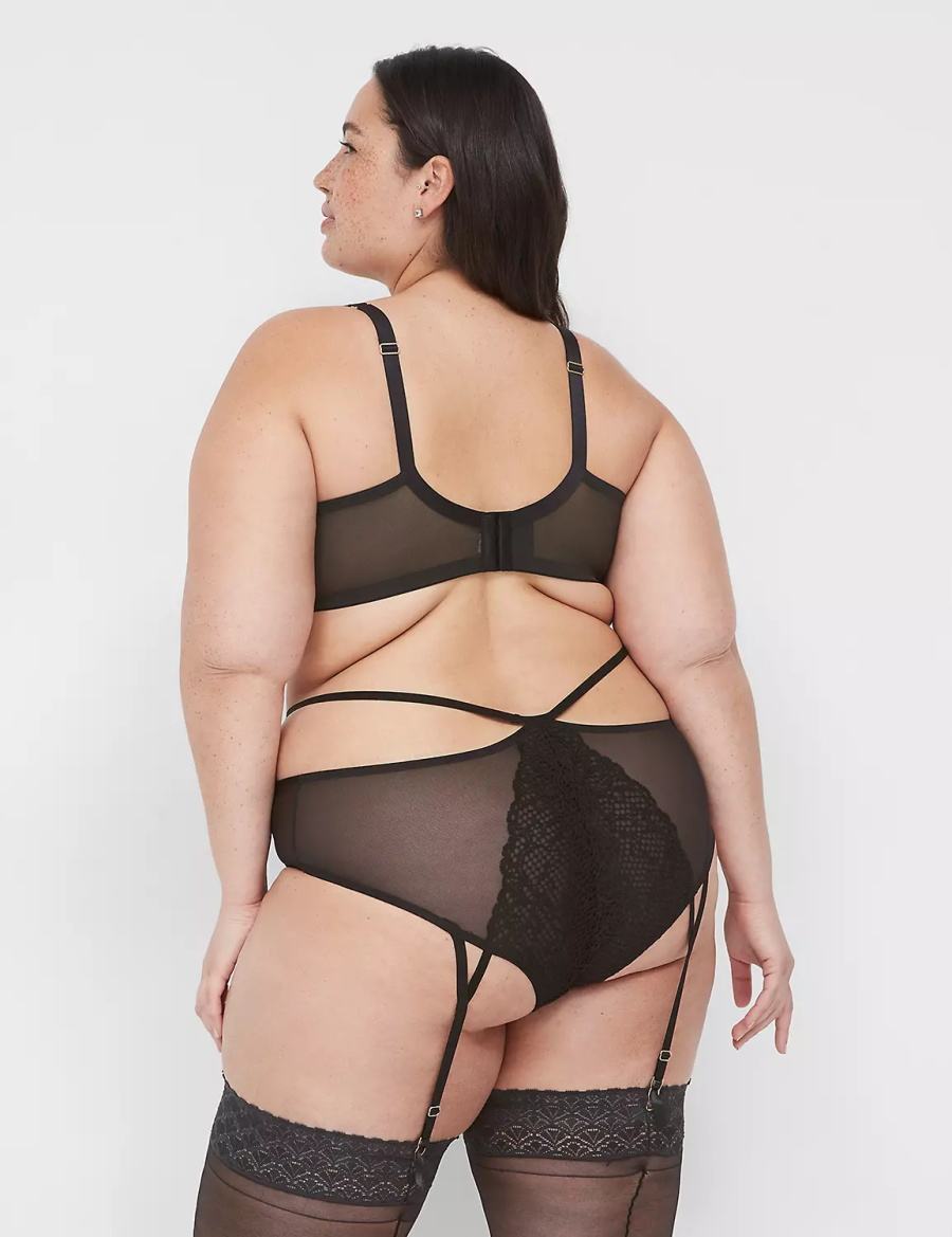 Women Lane Bryant Garter Briefs Black | EXP3570VL