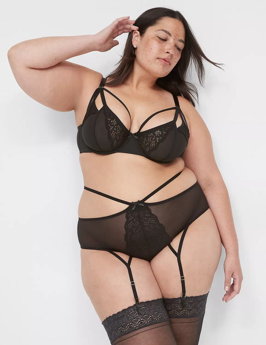 Women Lane Bryant Garter Briefs Black | EXP3570VL