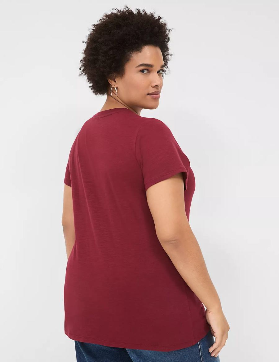 Women Lane Bryant Glitter In My Teacher Era Graphic Tee T Shirts Dark Red | OFC4272ZK