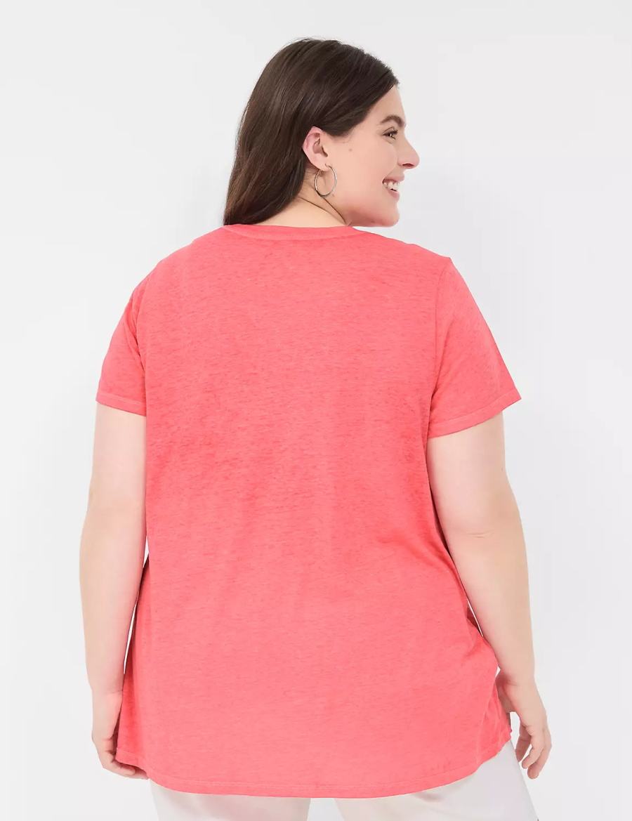 Women Lane Bryant Glitter Sunshine On My Mind Graphic Tee T Shirts Pink | CNW875TZ