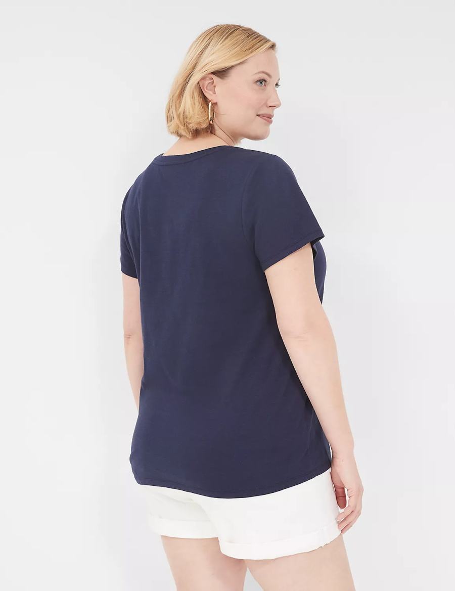 Women Lane Bryant Grateful Graphic Tee T Shirts Blue | NDC6996SP