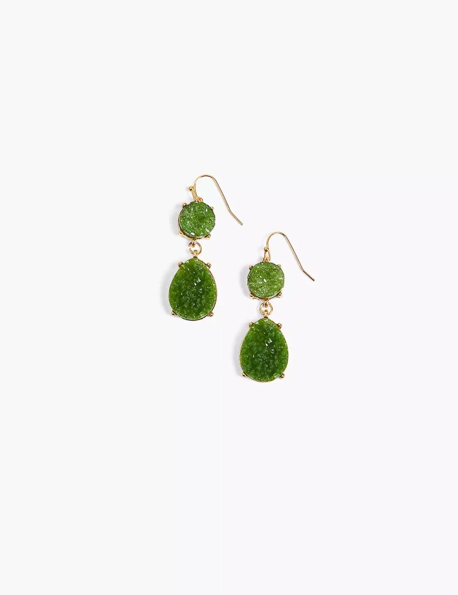 Women Lane Bryant Green Druzy Drop Earrings Gold | YYP8693OQ