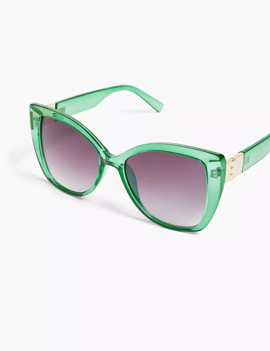 Women Lane Bryant Green Jelly Cateye Sunglasses Green | EIB3156IO