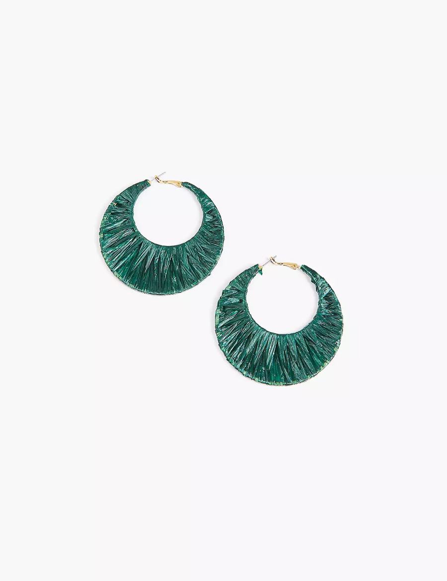 Women Lane Bryant Green Oversized Hoop Earrings Gold | KOB62100DM