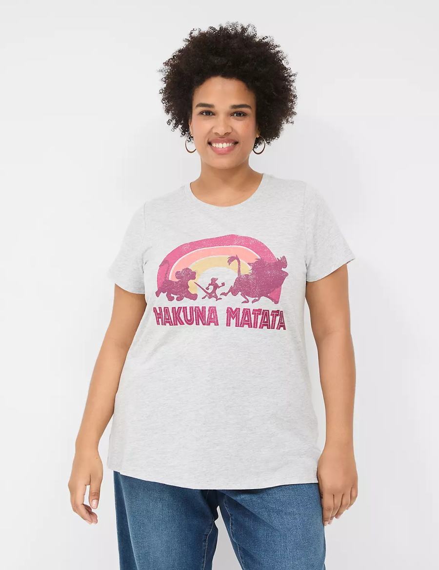 Women Lane Bryant Hakuna Matata Graphic Tee T Shirts Grey | IDM2258XP