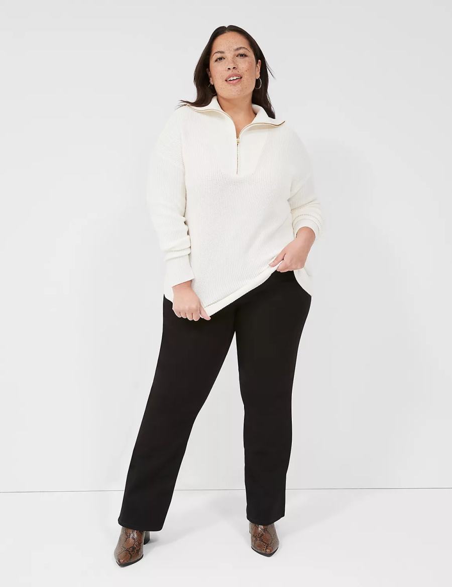 Women Lane Bryant Half-Zip Mock-Neck Sweaters White | BZC1612SV