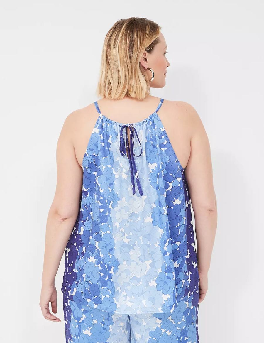 Women Lane Bryant Halter-Neck Top Tank Top Blue | NAZ1372SN