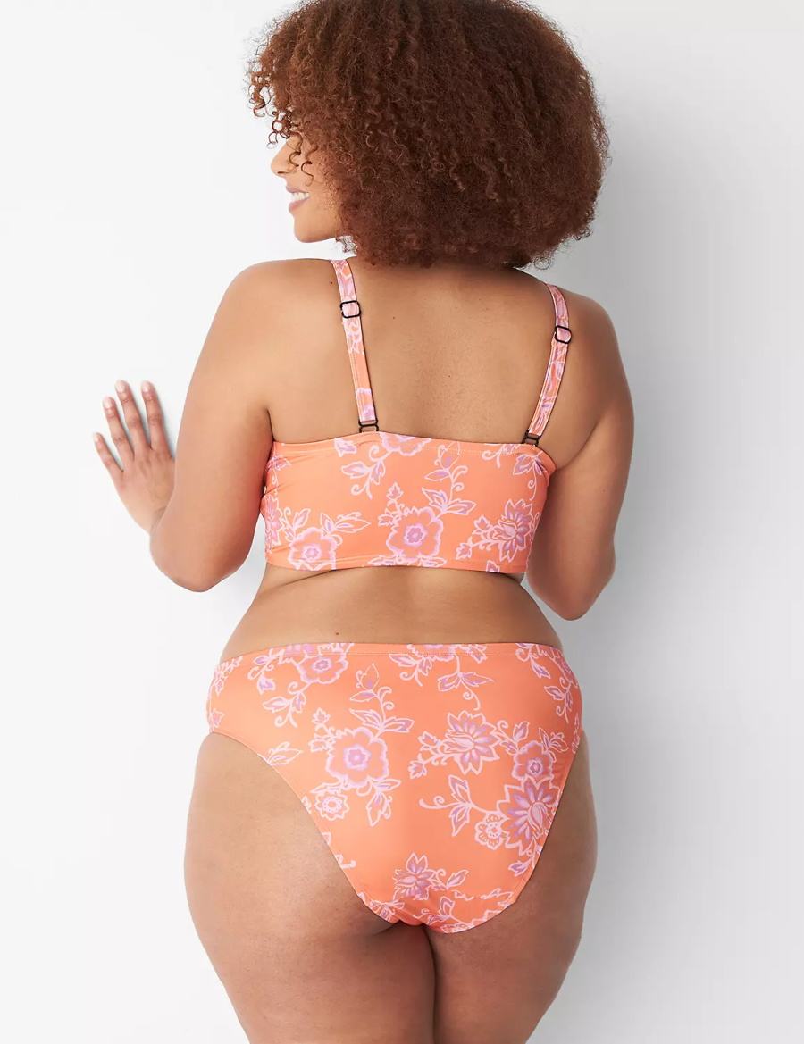 Women Lane Bryant High-Leg Cheeky Swim Bikini Bottom Pink | IRP1299SD