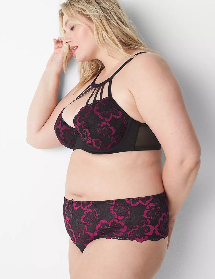 Women Lane Bryant High-Neck Lightly Lined Balconette Bra Black | NXA613CT