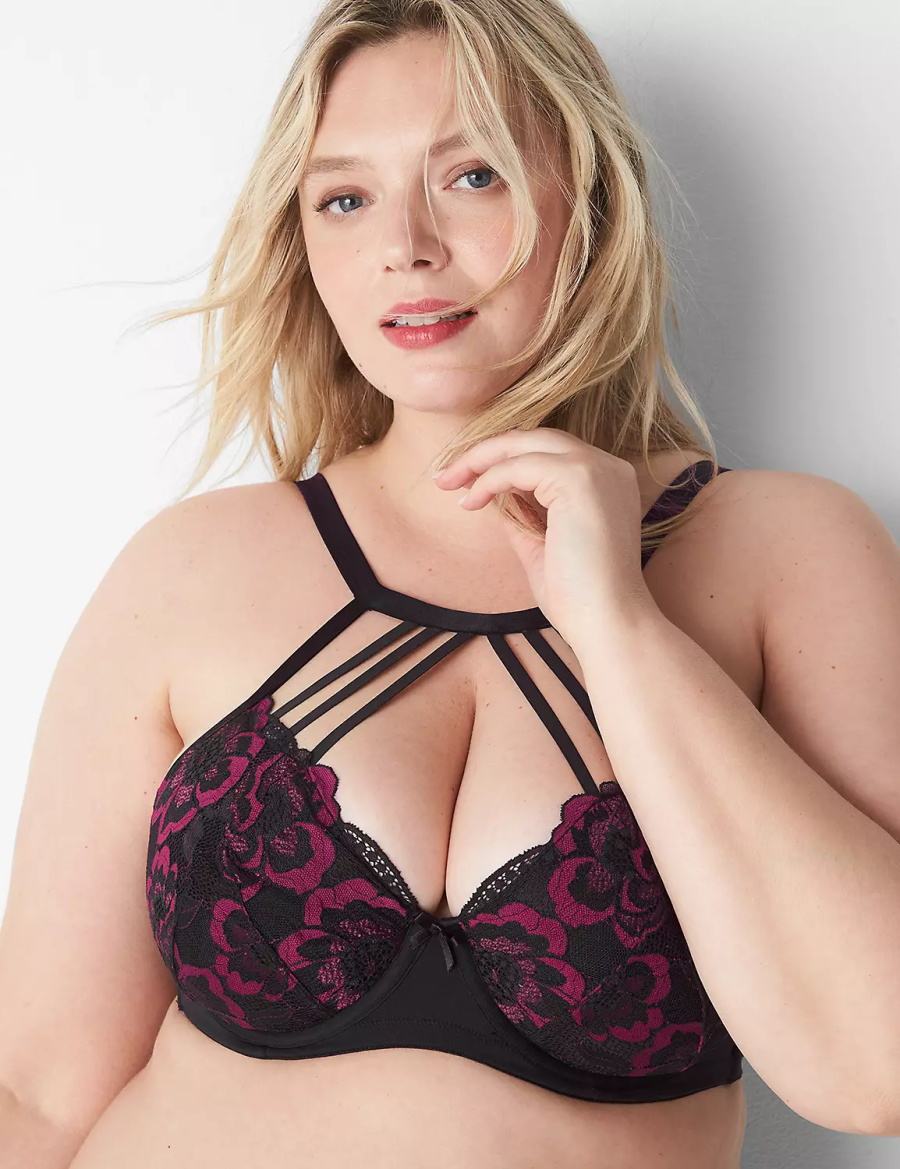 Women Lane Bryant High-Neck Lightly Lined Balconette Bra Black | NXA613CT