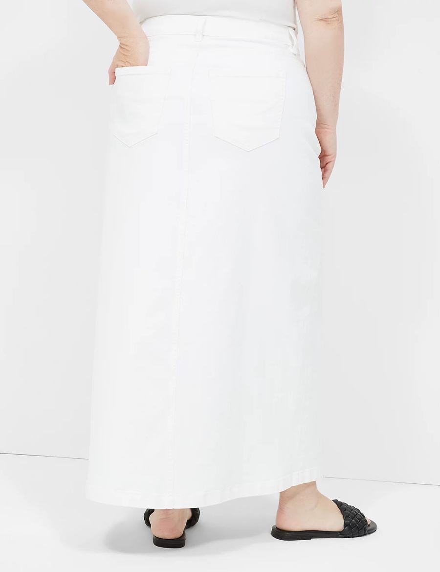 Women Lane Bryant High-Rise Denim Maxi Skirts White | AGV5226NC