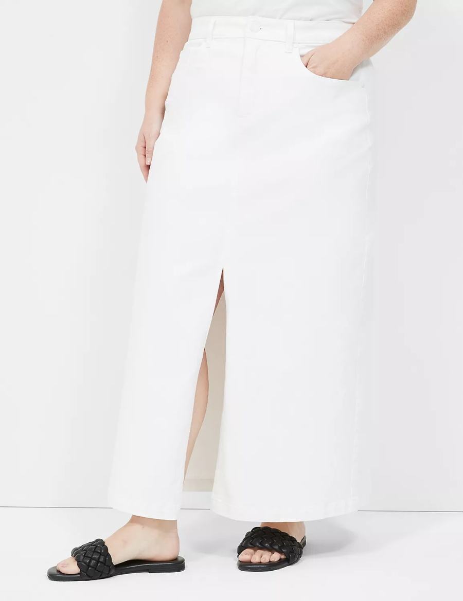 Women Lane Bryant High-Rise Denim Maxi Skirts White | AGV5226NC