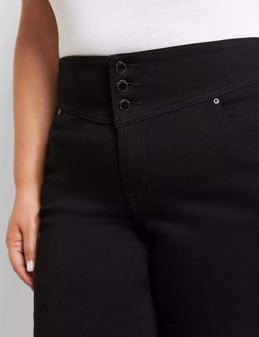 Women Lane Bryant High-Rise Sateen 3-Button Jeggings Black | CIA337LT