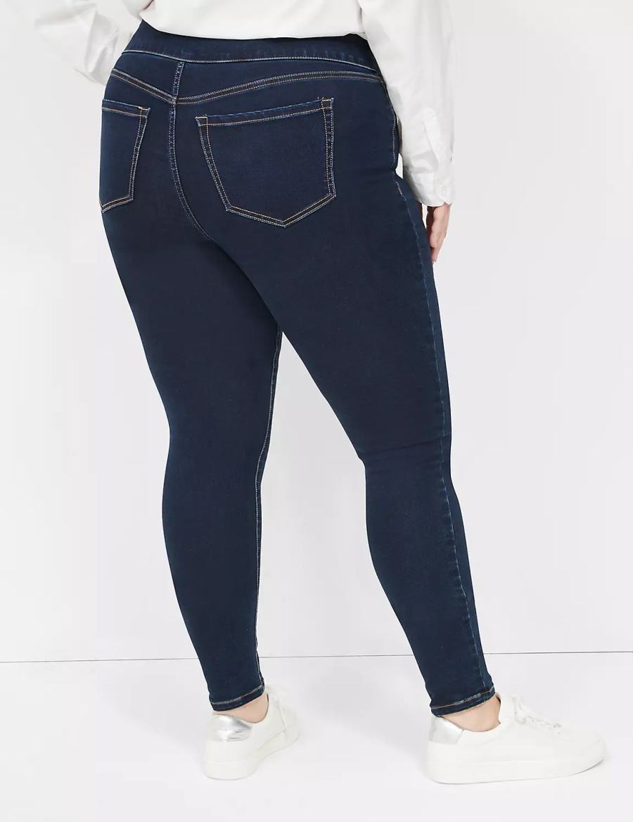 Women Lane Bryant High-Rise Sateen Pull-On Jeggings Dark Blue | JKR6995WZ