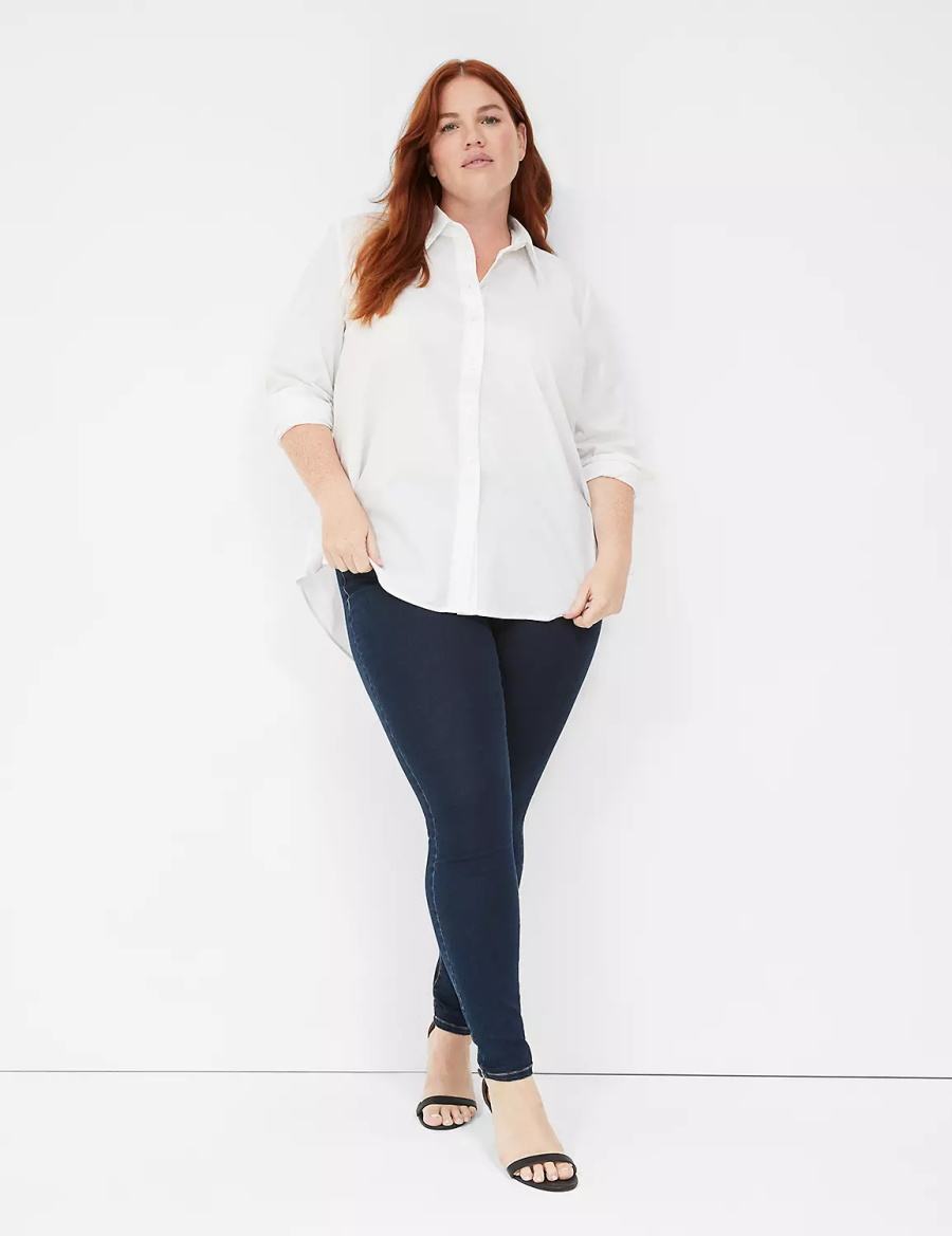Women Lane Bryant High-Rise Sateen Pull-On Jeggings Dark Blue | JKR6995WZ