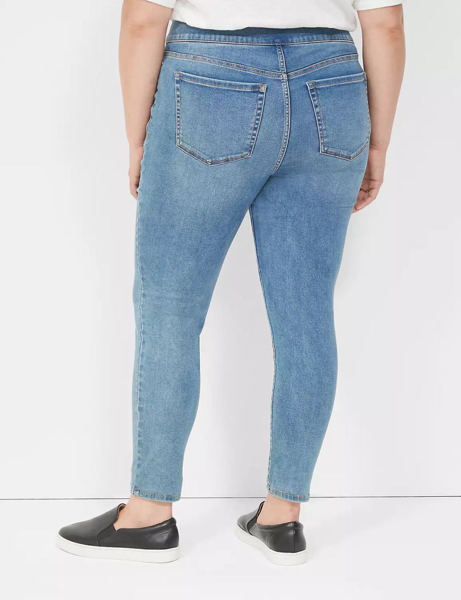 Women Lane Bryant High-Rise Sateen Pull-On Jeggings Blue | JAN2389VI