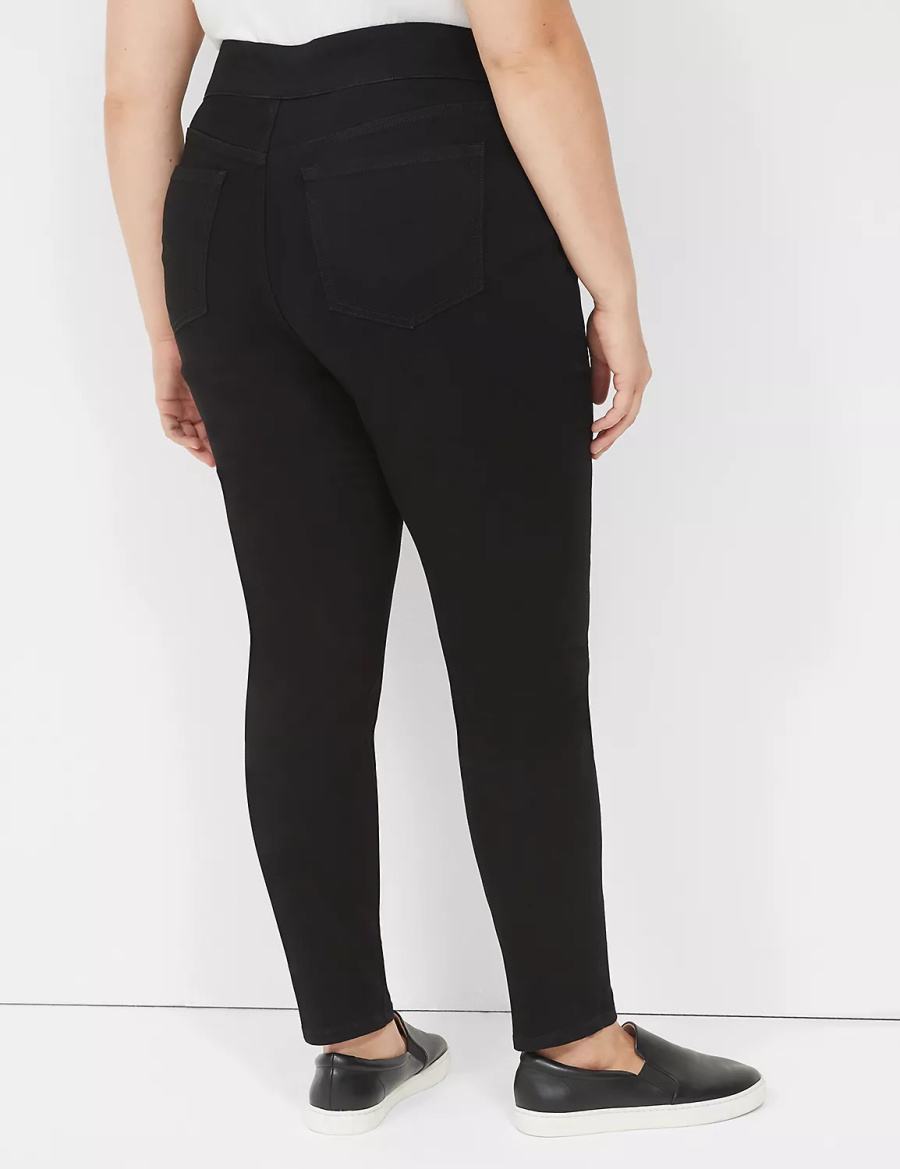 Women Lane Bryant High-Rise Sateen Pull-On Jeggings Black | AGV750KF