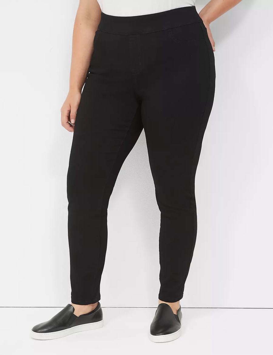 Women Lane Bryant High-Rise Sateen Pull-On Jeggings Black | AGV750KF