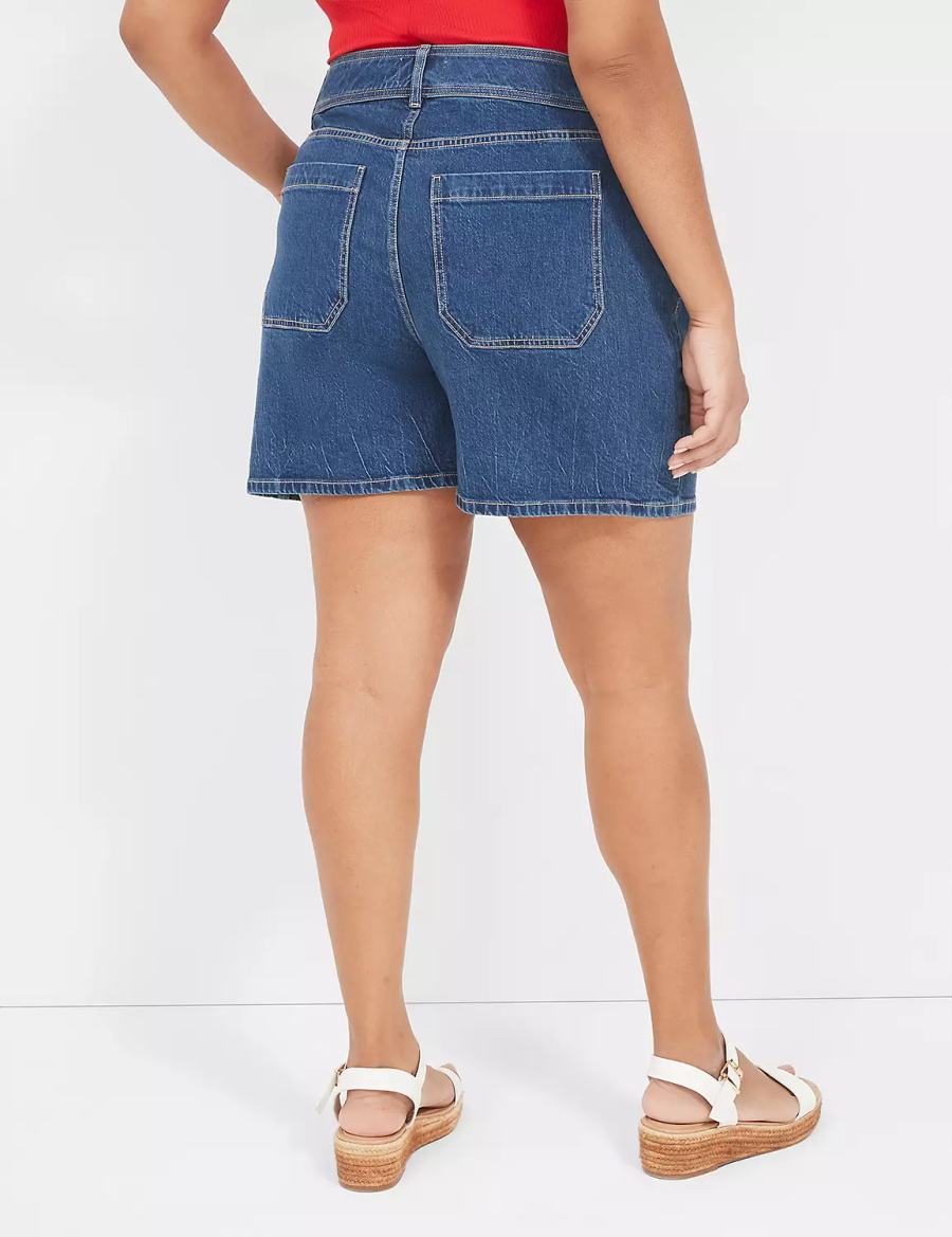 Women Lane Bryant High-Rise Utility Jean Shorts Light Blue | ZGQ751OW