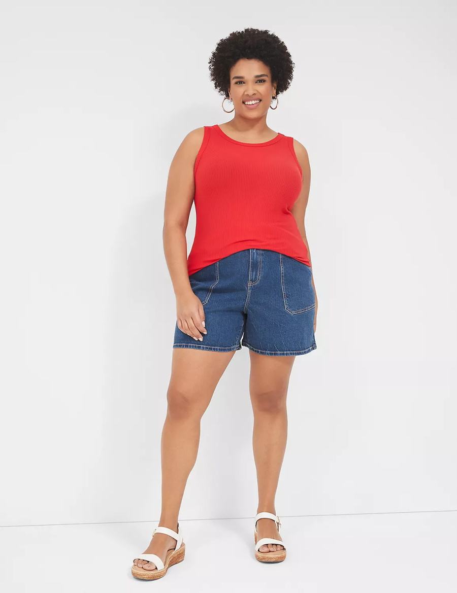 Women Lane Bryant High-Rise Utility Jean Shorts Light Blue | ZGQ751OW
