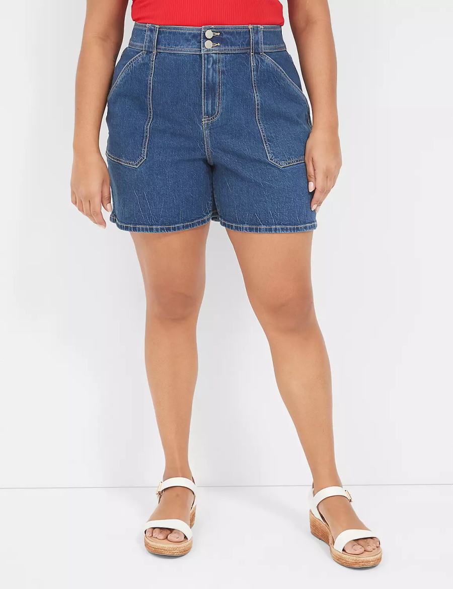 Women Lane Bryant High-Rise Utility Jean Shorts Light Blue | ZGQ751OW